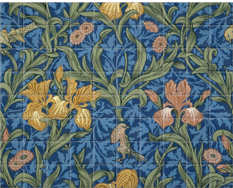 'Iris' Floral | Ceramic Wall Tile | Surface View