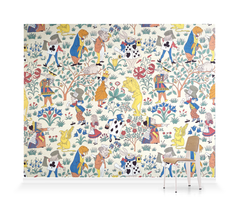 'Alice in Wonderland Textile Design' Wallpaper Mural