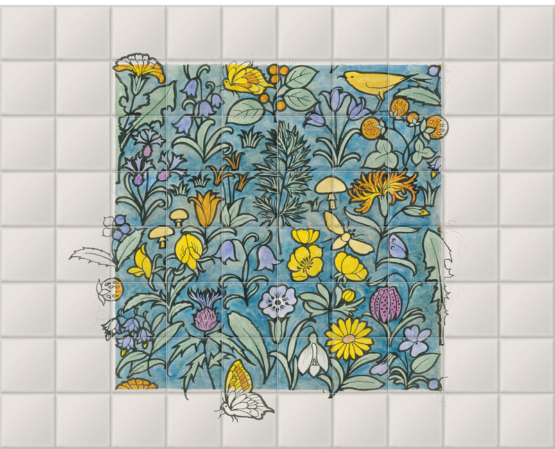 'Design Depicting a Forest' Ceramic Tile Mural