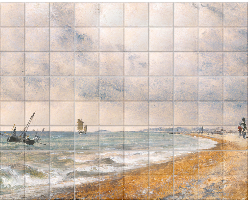 'Hove Beach, with Fishing Boats' Ceramic Tile Mural