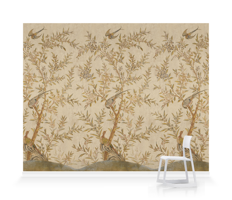 'Wotton-Under-Edge Chinoiserie Parchment' Wallpaper murals