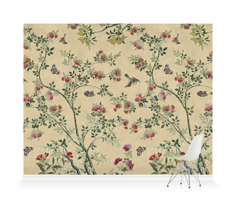 'Camellia Chinoiserie Parchment' Wallpaper murals