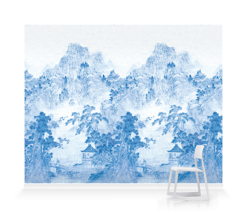 Ming Mountain China Blue' Wallpaper Mural | V&A Collection