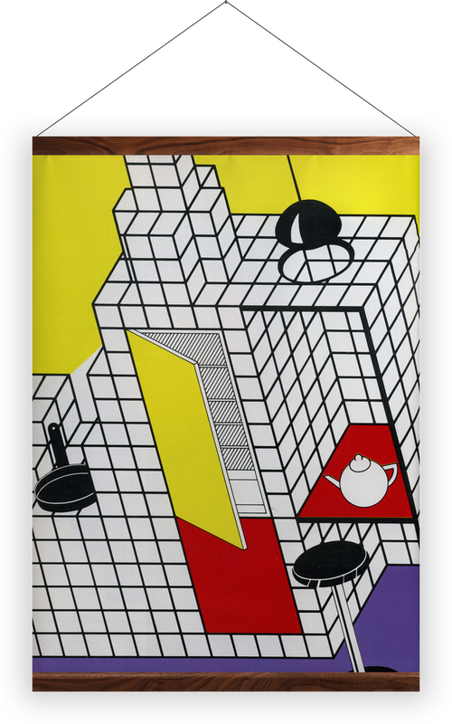 '1986 Pop Art Style Graphic of Kitchen' Wall Hangings
