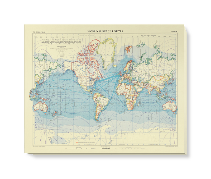 'World Surface Routes' Canvas Wall Art