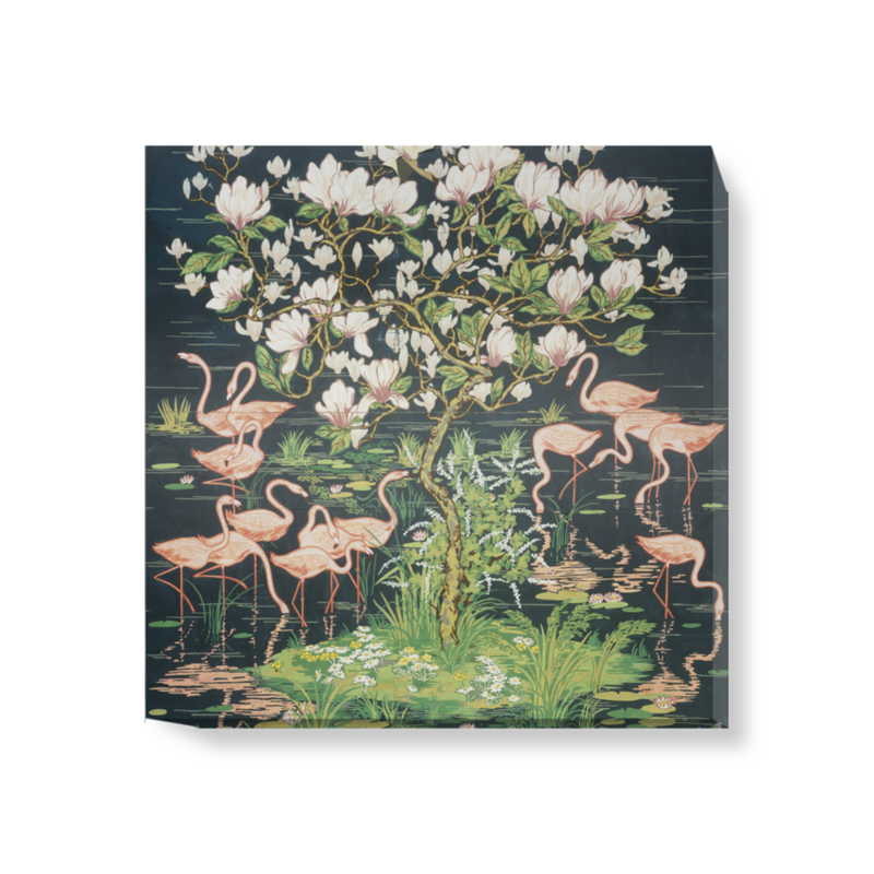 'Flamingoes and Magnolia Panel' Canvas wall art