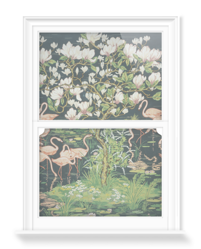 'Flamingoes and Magnolia Panel' Decorative Window Film