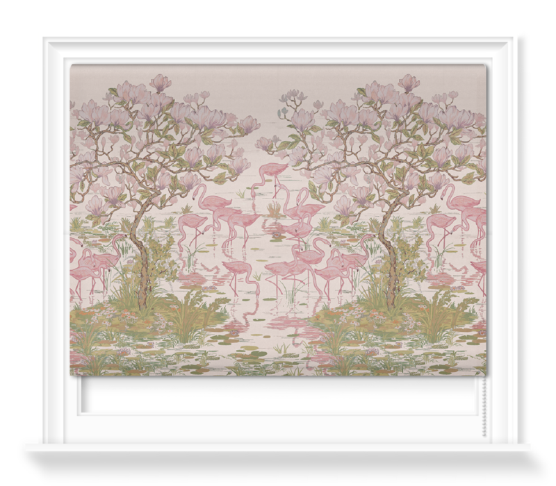 'Flamingoes and Magnolia Scenic Plaster Pink' Roller blinds
